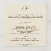 Einfache Bronze- und Gold-Monogramm-Hochzeitsfeier Programm (Vorderseite)