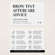 Einfache Brow Tint Aftercare Instructions Card