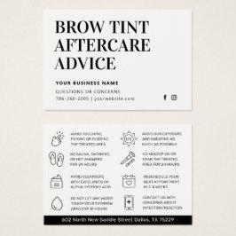 Einfache Brow Tint Aftercare Instructions Card