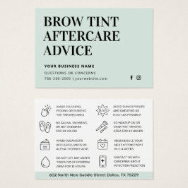 Einfache Brow Tint Aftercare Instructions Card