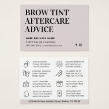 Einfache Brow Tint Aftercare Instructions Card
