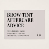 Einfache Brow Tint Aftercare Instructions Card (Vorderseite)