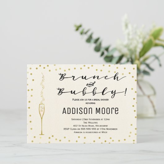 Einfache Brunch- und Brautdusche Einladung (Stehend Vorderseite)