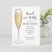 Einfache Brunch und Bubbly Champagne Brautparty Einladung (Stehend Vorderseite)