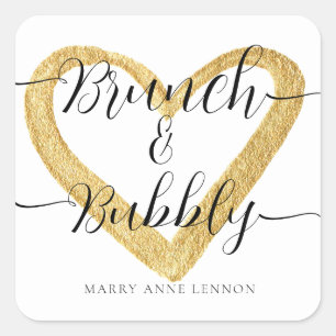Einfache Brunch- und Sprudel-Brautabschieds-Etiket Quadratischer Aufkleber