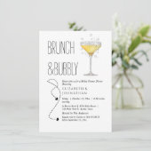 Einfache Brunch- und Sprudel-Script-Einladung Einladung (Stehend Vorderseite)