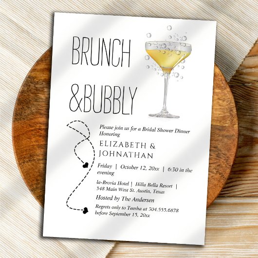 Einfache Brunch- und Sprudel-Script-Einladung Einladung