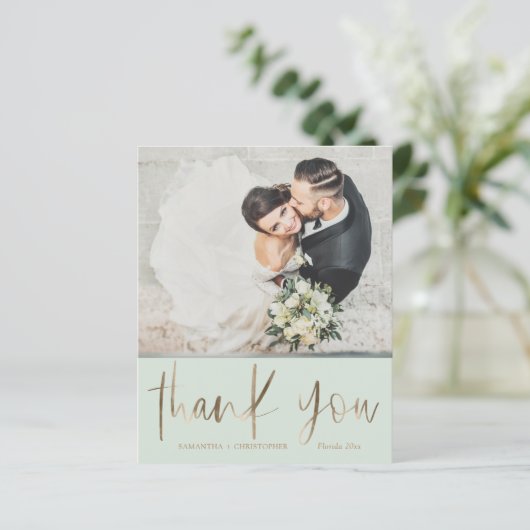 Einfache Budget Green Wedding Vielen Dank (Stehend Vorderseite)