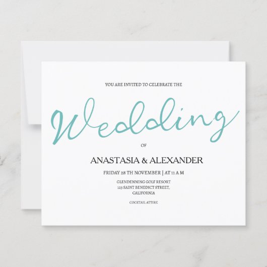Einfache Budget-Hochzeitseinladung. (Vorderseite)
