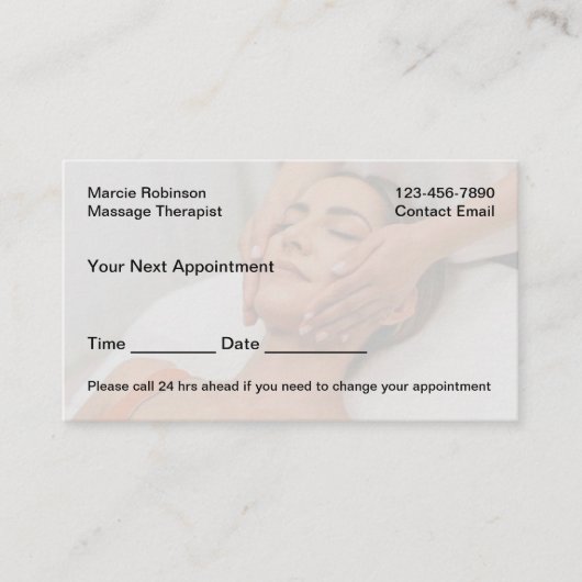 Einfache Budget Massage Business Termin Karten (Vorderseite)