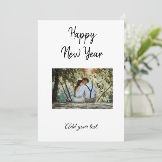 einfache bunt minimale glücklich neues Jahr hinzuf (Stehend Vorderseite)