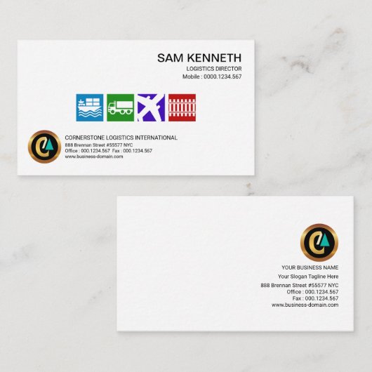 Einfache bunte helle logistische Service-Ikone Visitenkarte (Vorne/Hinten)