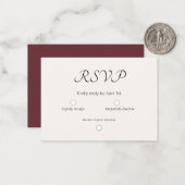 Einfache Burgandy Cream Wedding RSVP Card Mitteilungskarte (Vorderseite/Rückseite Beispiel)