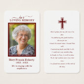 Einfache Burgund Foto Beileid Beerdigung Gebetskar (Vorne & Hinten)