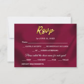 Einfache Burgund und Gold Elegante Script Hochzeit RSVP Karte (Vorderseite)