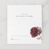 Einfache Burgund Wasserfarbenflora Platzkarte (Außenseite Aufgefaltet)