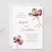 Einfache Burgund-Wildblumen Christliche Hochzeit Einladung (Vorderseite)