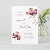 Einfache Burgund-Wildblumen Christliche Hochzeit Einladung (Stehend Vorderseite)