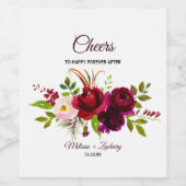 Einfache Burgunder Blumenweinetiketten Weinetikett (Einzelnes Label)