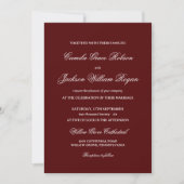 Einfache Burgunder Hochzeit Einladung (Vorderseite)