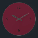 Einfache Burgunder Wein & Schwarz Große Wanduhr<br><div class="desc">Die moderne Uhr besticht durch ein minimalistisches Design in einer bordeauxfarbenen Palette mit schwarzen Akzenten. Ein schlichtes Design mit schwarzen Zahlen auf weinbordeauxfarbenem Hintergrund. Eine trendige Ergänzung Ihrer Küche, des Wohnzimmers oder der Bürowand, ein durchdachtes, modernes Bürogeschenk oder ein modernes Zuhause-Geschenk für jeden Anlass. Sie können Ihre Einstellungen anpassen, indem...</div>
