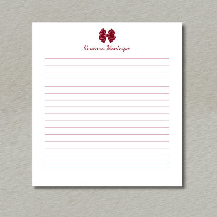 Einfache burgunderrote Bogen-Handschrift benutzerd Notizblock