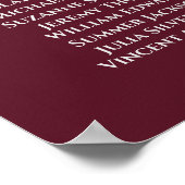 Einfache Burgundy 4 Table Wedding Seating Chart Poster (Ecke)
