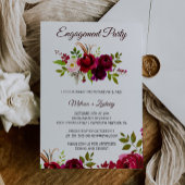 Einfache burgundy-Floral-Engagement-Partei Einladung