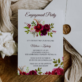 Einfache burgundy-Floral-Engagement-Partei Einladung