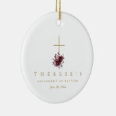 Einfache burgundy florale Cross katholische Taufe Keramik Ornament (Rechts)