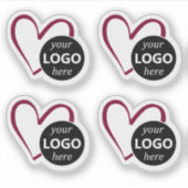 Einfache Burgundy-Herzform mit Logo oder Bild Aufkleber (Vorderseite)