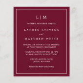 Einfache Burgundy Monogram Hochzeit (Vorderseite)