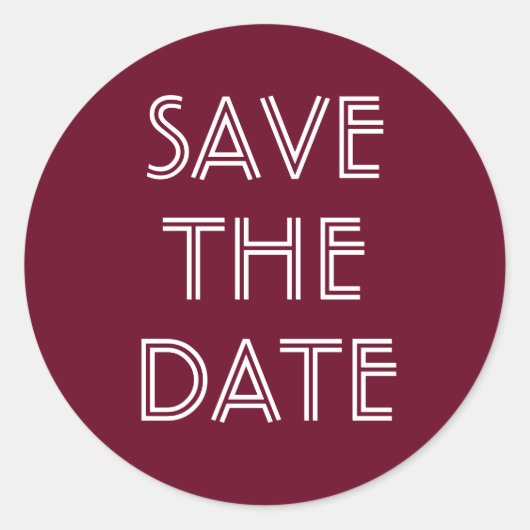 Einfache Burgundy Save the Date Aufkleber (Vorderseite)