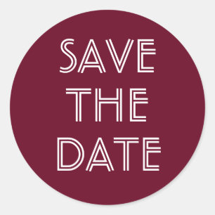 Einfache Burgundy Save the Date Aufkleber