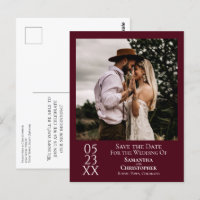 Einfache Burgundy Wedding Save the Date Foto