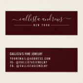 Einfache Burgundy White Script Earring Display Car (Vorne & Hinten)