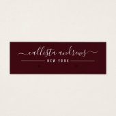 Einfache Burgundy White Script Earring Display Car (Vorderseite)