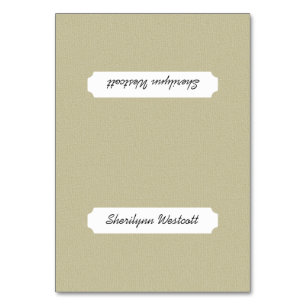 Einfache Burlap-Platzkarten und Namensvorlage Tischnummer