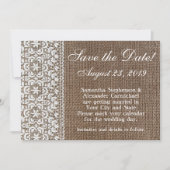 Einfache Burlap- und Lace-Save the Date Save The Date (Vorderseite)