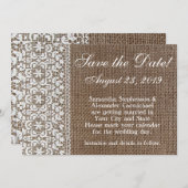 Einfache Burlap- und Lace-Save the Date Save The Date (Vorne/Hinten)