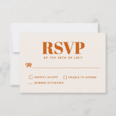 Einfache Burnt Orange Moderne Minimalistische Hoch RSVP Karte (Vorderseite)