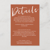 Einfache Burnt Orange Terracotta Hochzeit Details Begleitkarte (Vorderseite)
