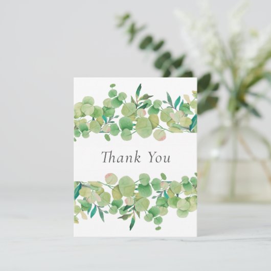 Einfache Business Eukalyptus Floral Vielen Dank Ka Dankeskarte (Stehend Vorderseite)