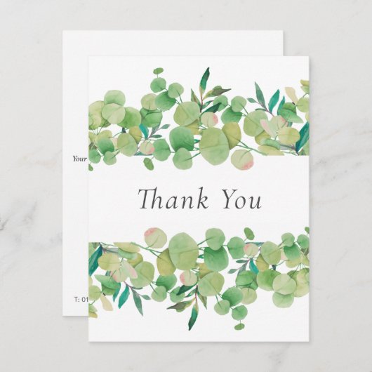 Einfache Business Eukalyptus Floral Vielen Dank Ka Dankeskarte (Vorne/Hinten)