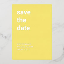 Einfache Butter Gelb Save the Date Foil Einladung