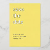 Einfache Butter Gelb Save the Date Foil Einladung (Vorderseite)
