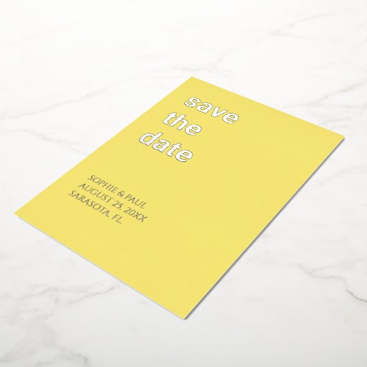 Einfache Butter Gelb Save the Date Foil Einladung (Gedreht)