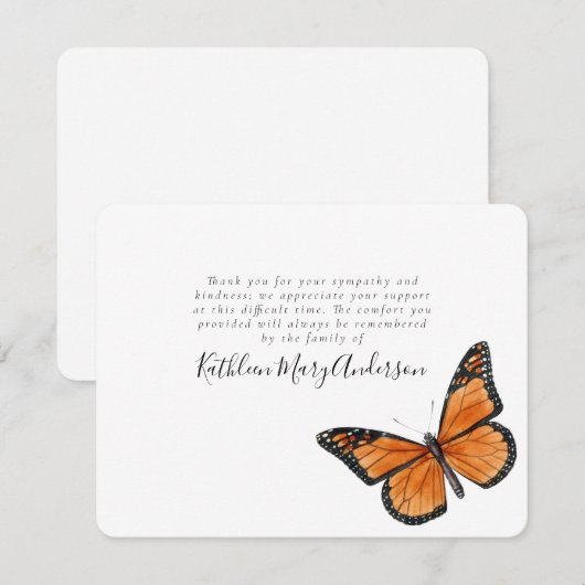 Einfache Butterfly-Beerdigung Dankeskarte (Vorne/Hinten)