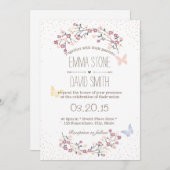 Einfache Butterfly & Blume Frühjahrssonne Einladung (Vorne/Hinten)