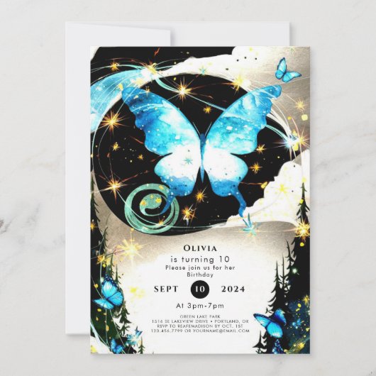 Einfache Butterfly Wasserfarbe Geburtstag Einladung (Vorderseite)